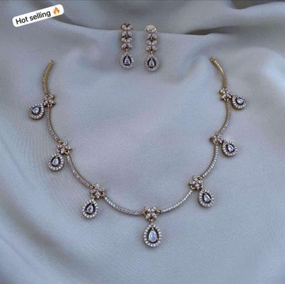 American diamond necklace with earings