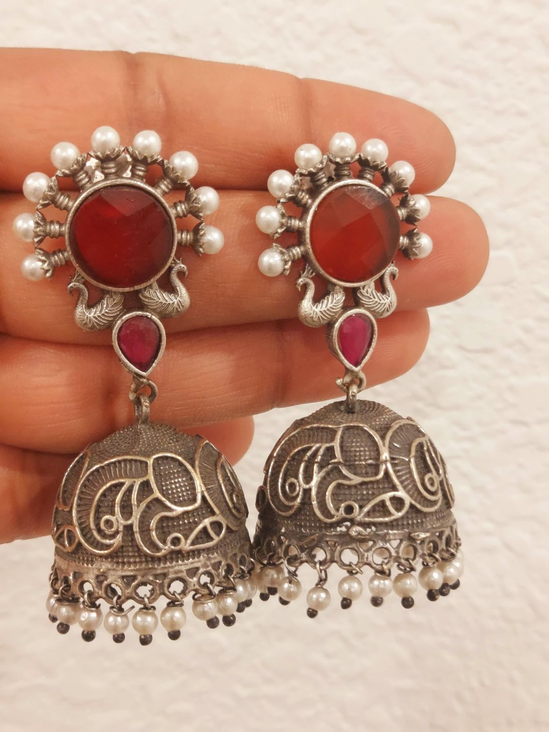 Oxidize Silver jhumki