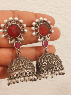 Oxidize Silver jhumki