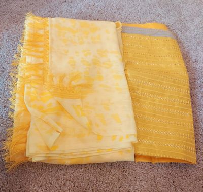 Geogette yellow color saree