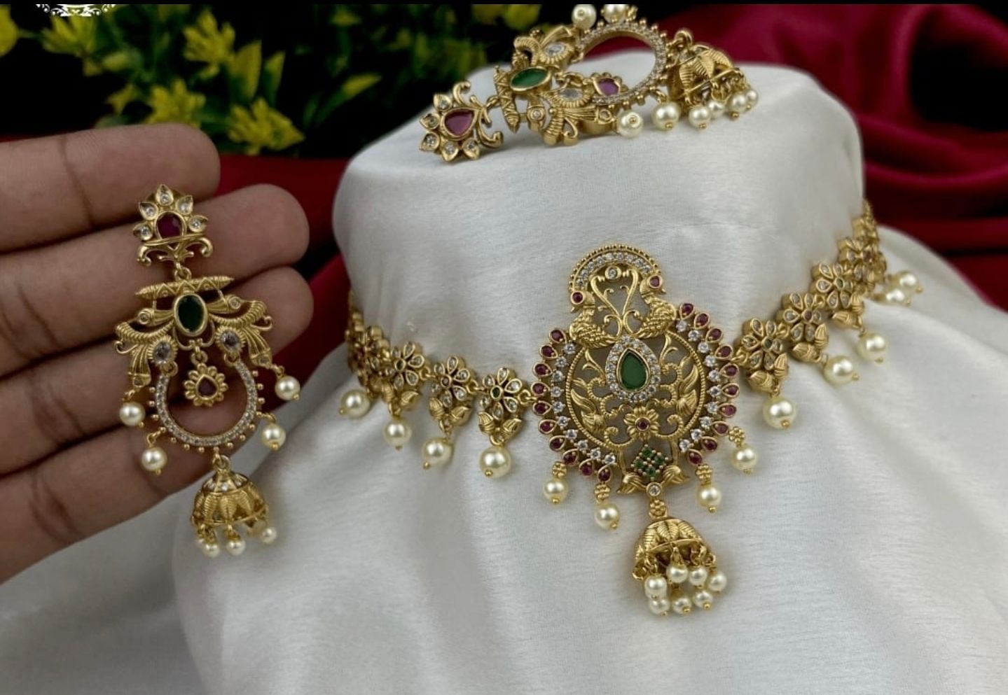 Elegant gold plated AD necklace set/Indian jewelry