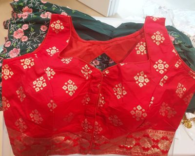 Red Color silk pattern blouse