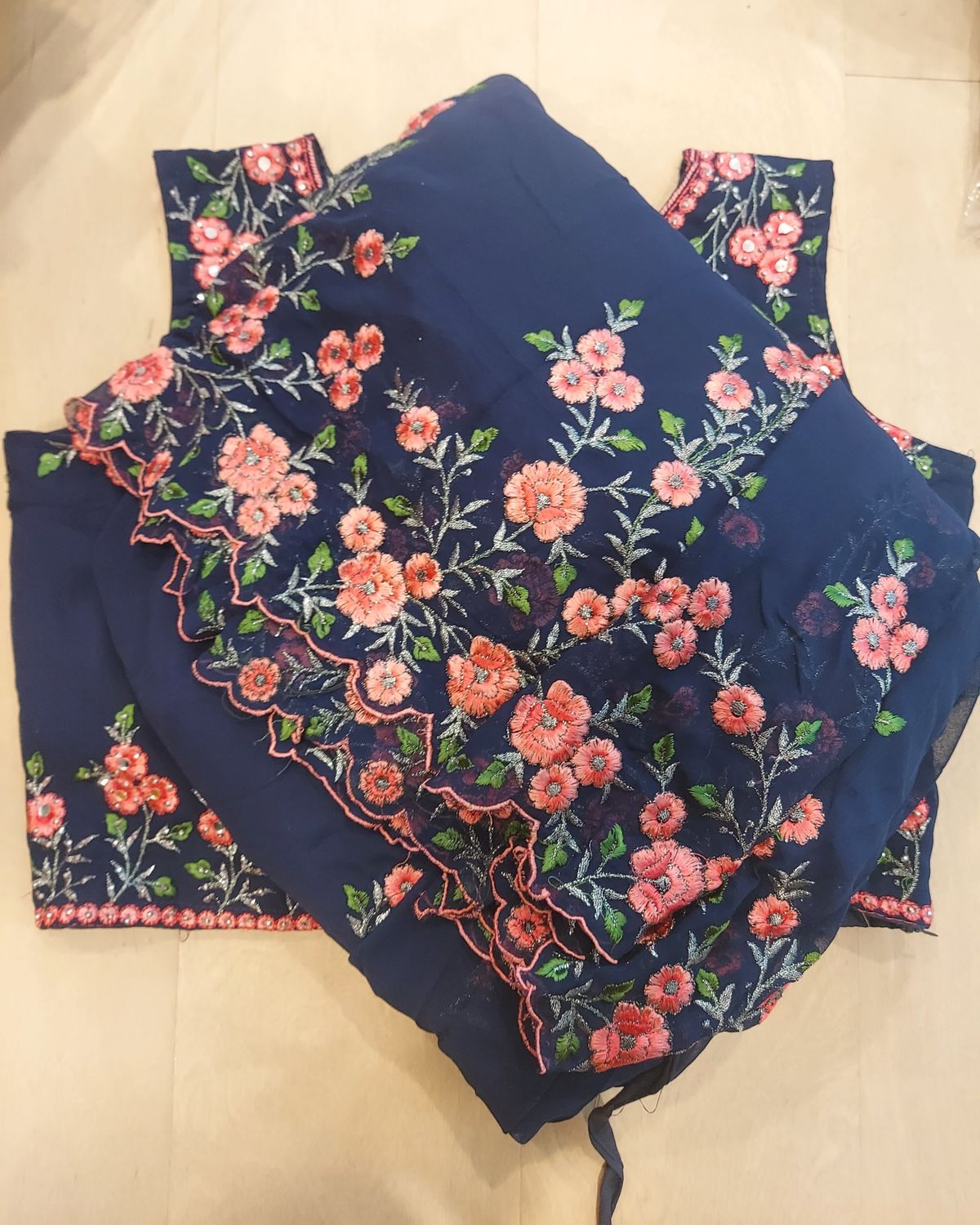 Geogette fabric with embroidery lehanga set