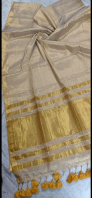 Mull cotton and pure Zari crush Tissue Saree Without Blouse