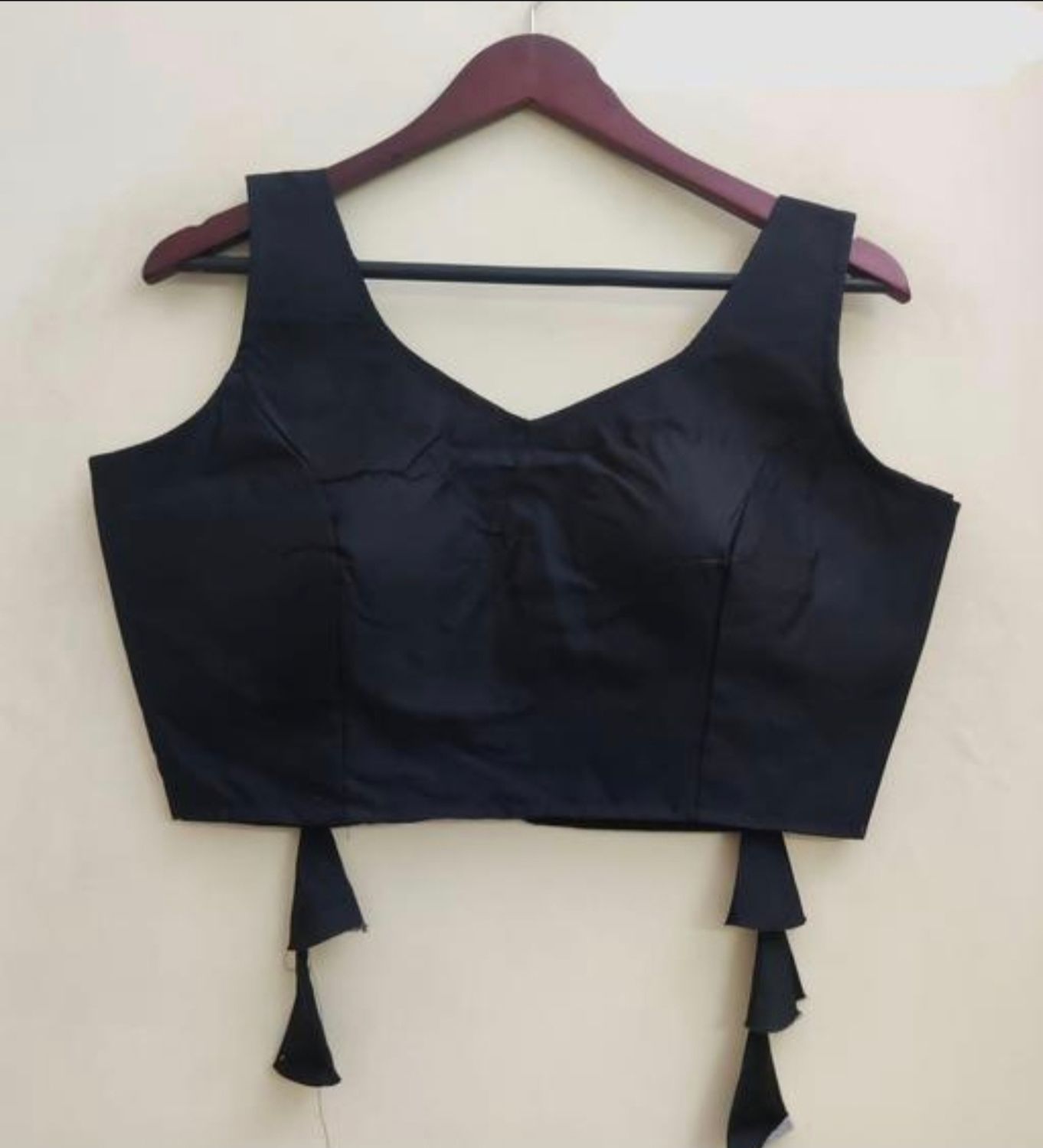 Black silk fabric blouse