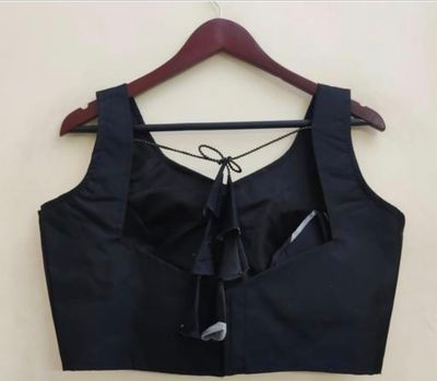 Black silk fabric blouse