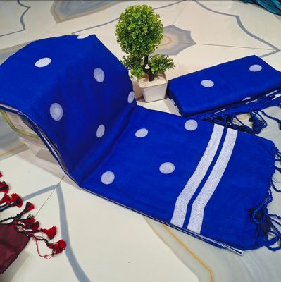 Polka Dots khadi Cotton Saree