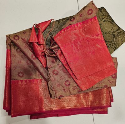 Soft semi silk saree with stitched blouse