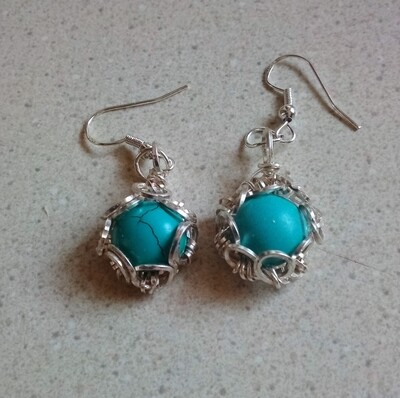 Artisan style turquoise earrings