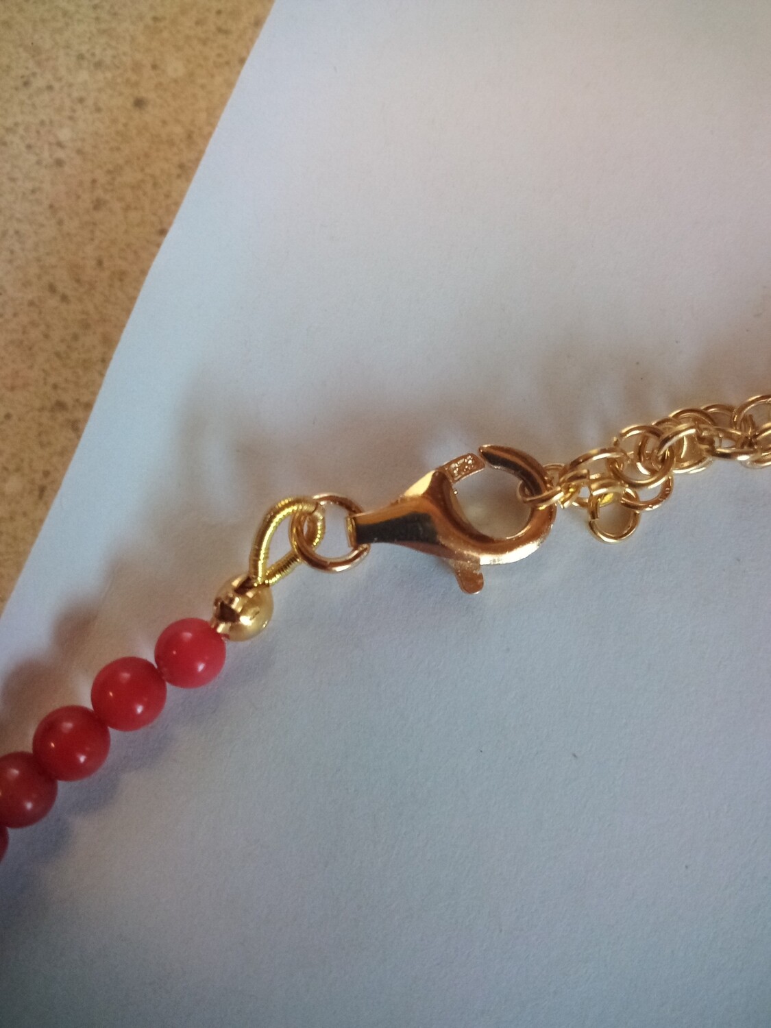 Red coral an pearl necklace 