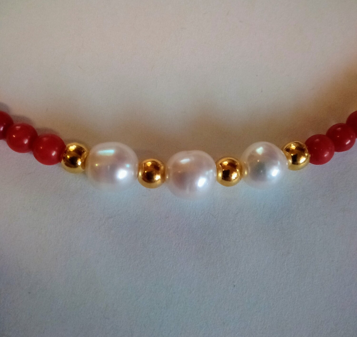 Red coral an pearl necklace 