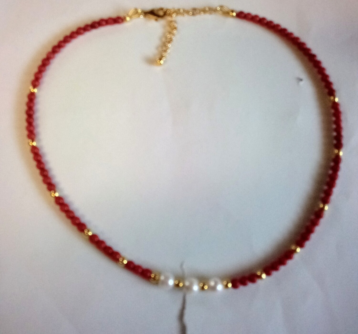 Red coral an pearl necklace 