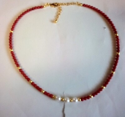 Red coral an pearl necklace 