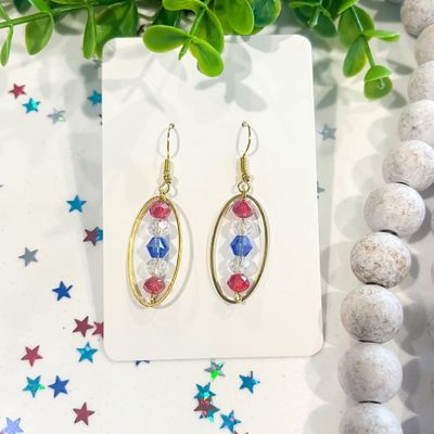 USA Oval Crystal Earrings