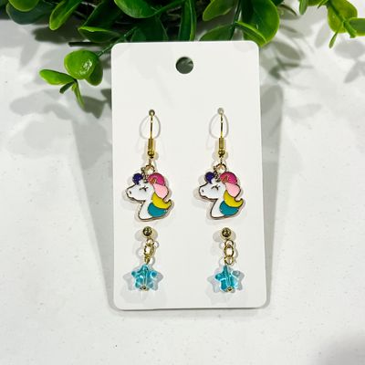 Blue Rainbow Unicorn Earring Set