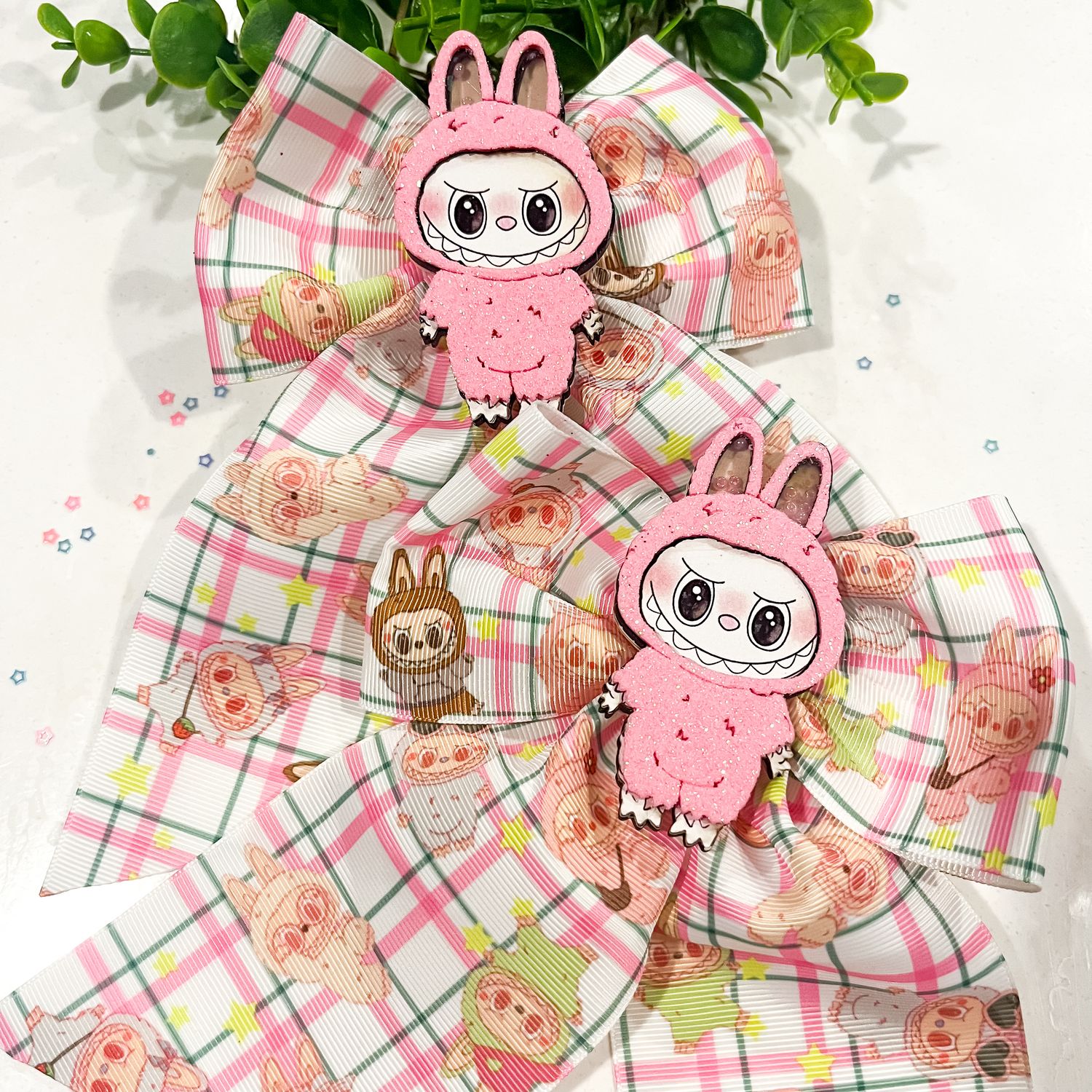 Super Sized Picnic Plaid BUBU Bow w/Shaker