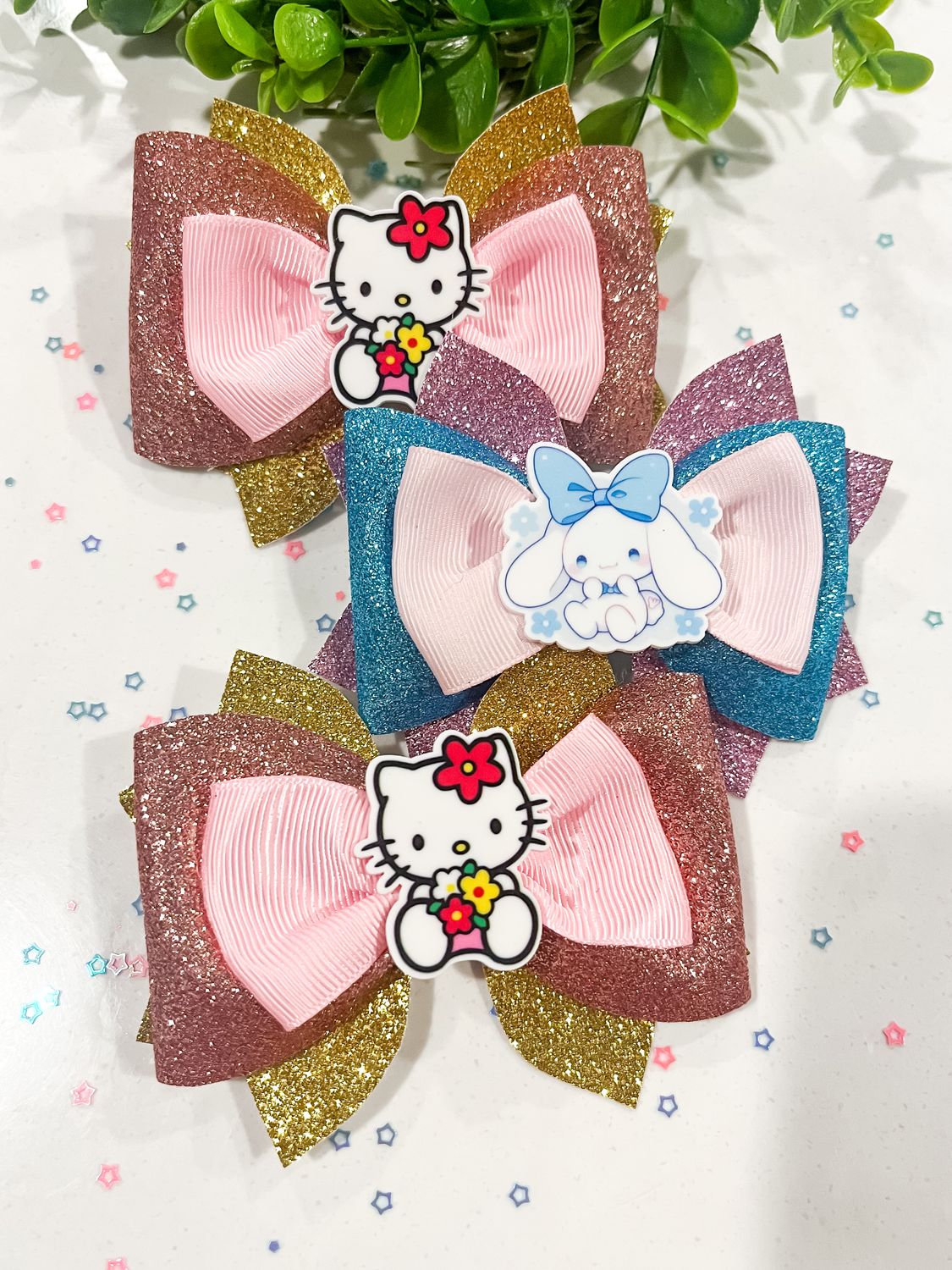 HK Glittered Bow (PINK AND YELLOW STYLE)