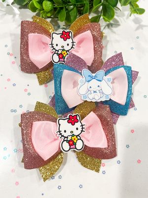 HK Glittered Bow (PINK AND YELLOW STYLE)