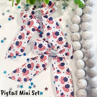 Red, White, Blue Mini Piggy Set (2 mini bows included)