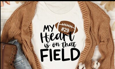 MY HEART ON FIELD WITH FOOTBALL NUMBER
