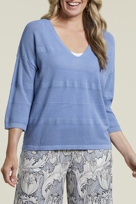 3/4 Sleeve V-Neck Sweater Pacific