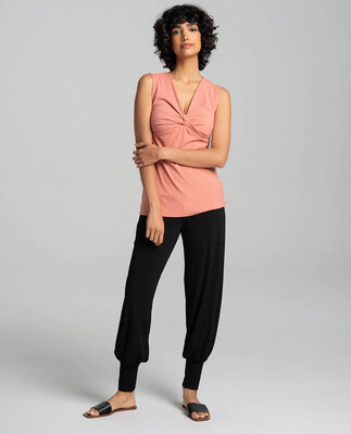 Black Pull On Pant with Wide Ankle Cuff