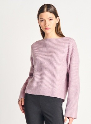 Wide Ribbed Boat Neck Sweater