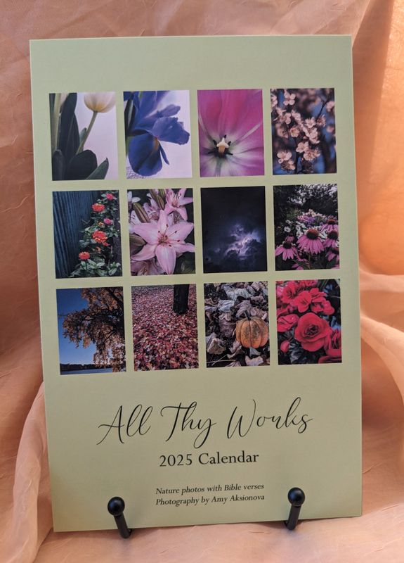 2025 Calendar &quot;All Thy Works&quot; with metal stand