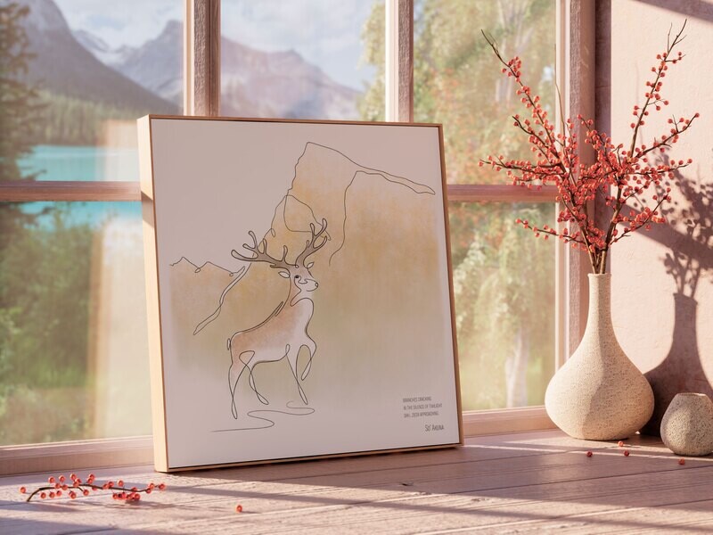 Deer approaching - Framed art work
