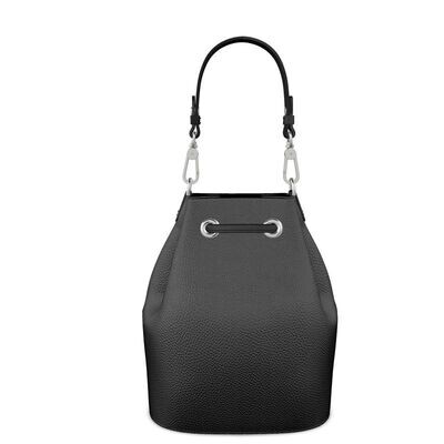 Handmade luxury leather black bucket bag