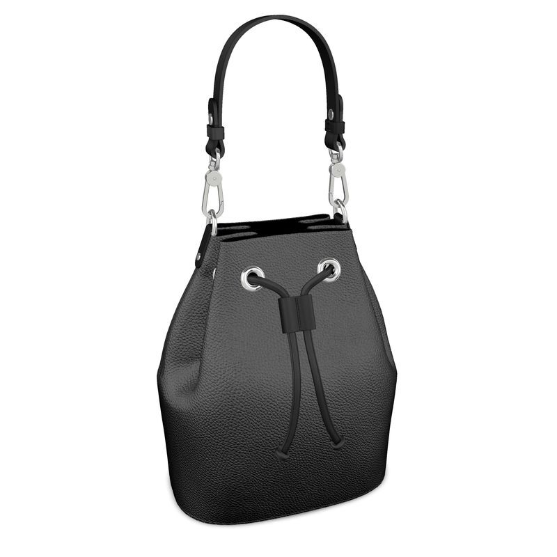 Handmade luxury leather black bucket bag