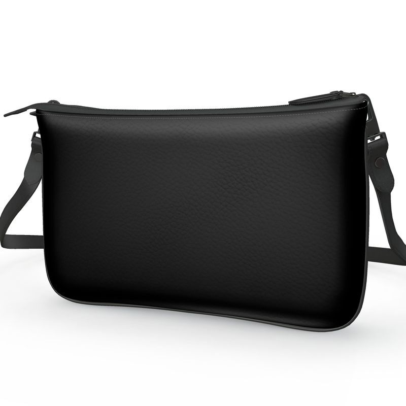 Ladies black luxury leather pochette bag