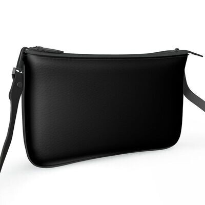 Ladies black luxury leather pochette bag