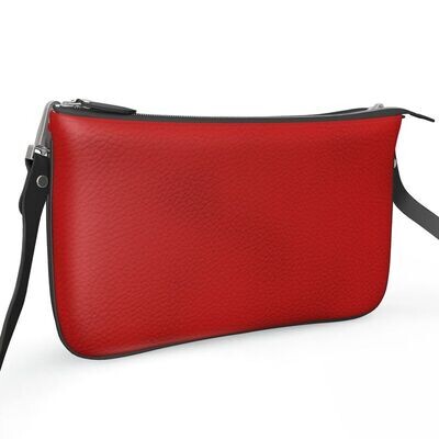 Ladies red luxury leather pochette bag