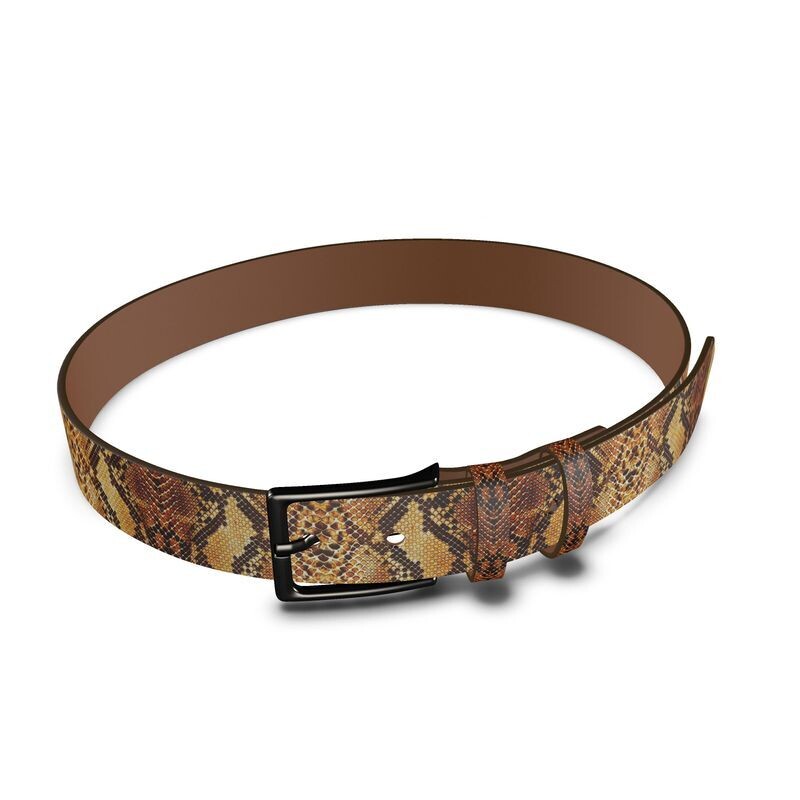 Handmade luxury leather ladies snake skin print belt