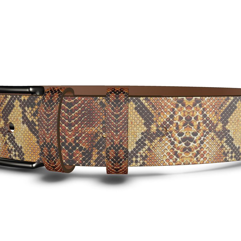 Handmade luxury leather ladies snake skin print belt