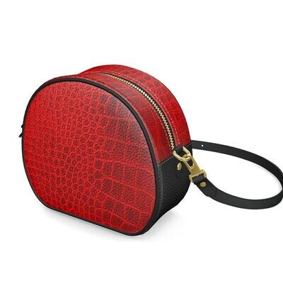 Handmade ladies luxury leather crocodile red round box bag