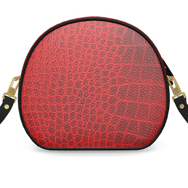 Handmade ladies luxury leather crocodile red round box bag