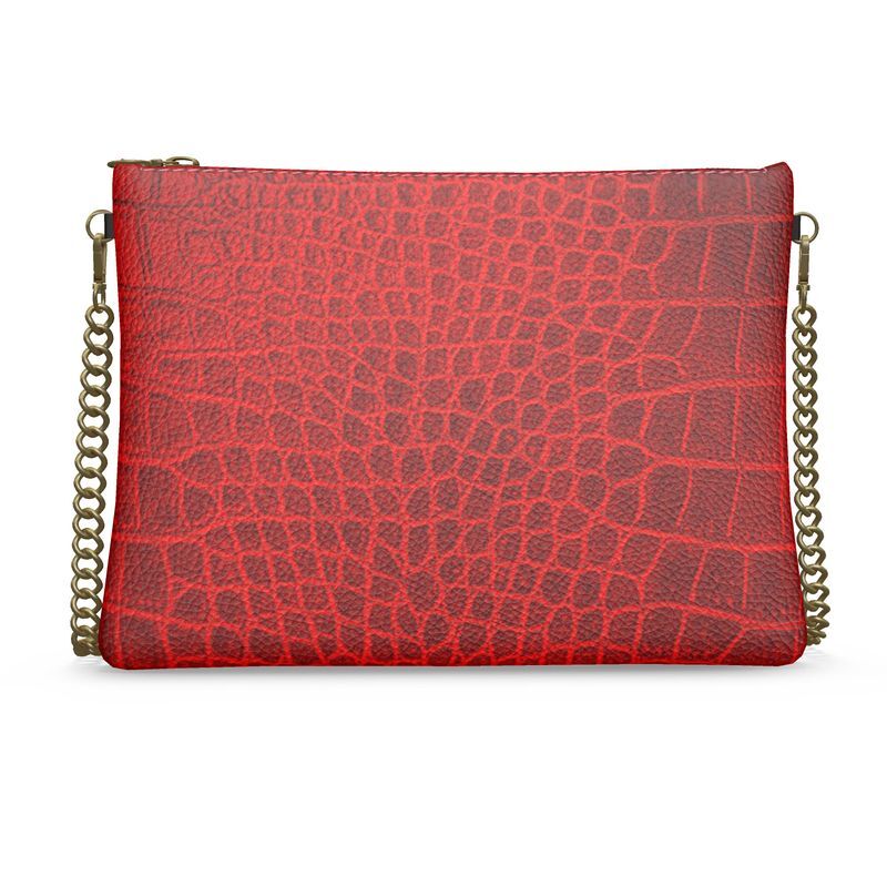 Handmade ladies luxury leather crocodile red crossbody bag