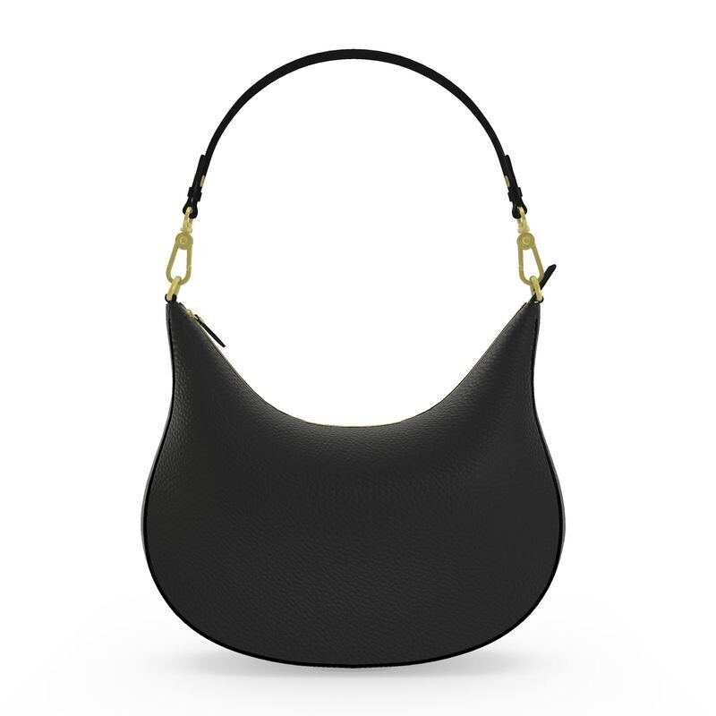 Handmade luxury black leather Curve hobo bag