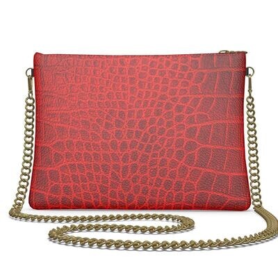 Handmade ladies luxury leather crocodile red crossbody bag