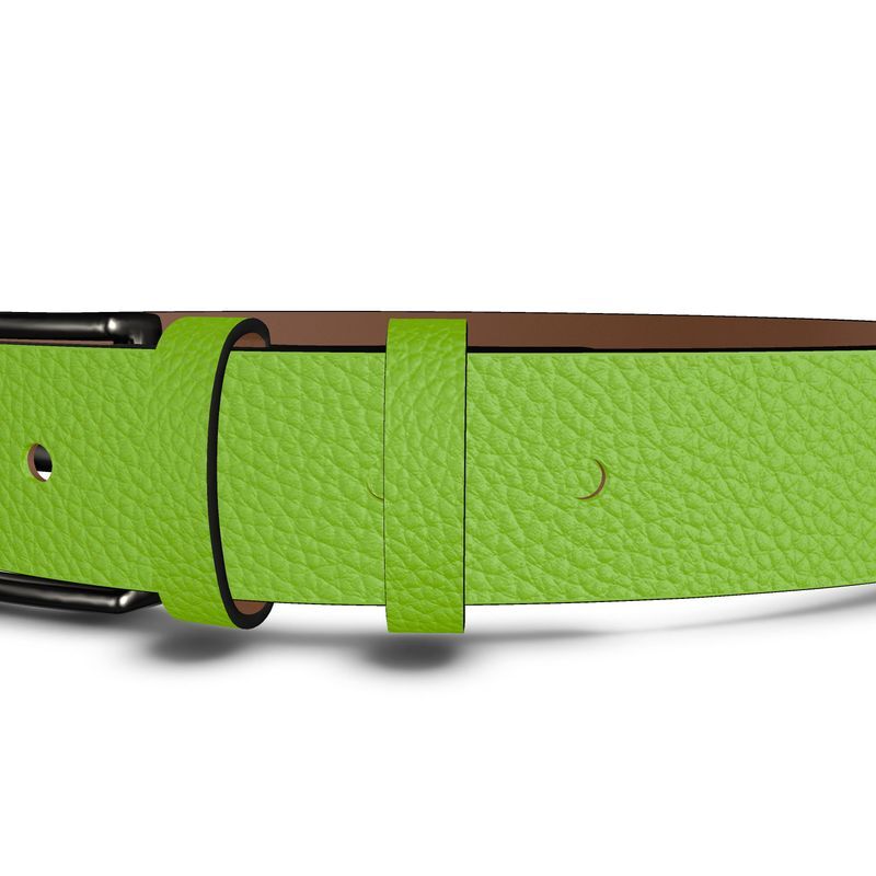 Ladies handmade lime green luxury leather belt