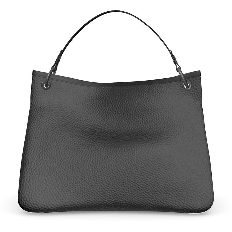 Handmade luxury leather black and white Talbot slouch bag