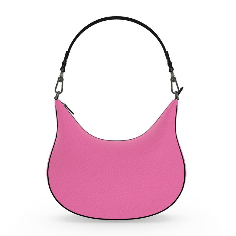 Handmade  luxury leather Curve bag in hot pink