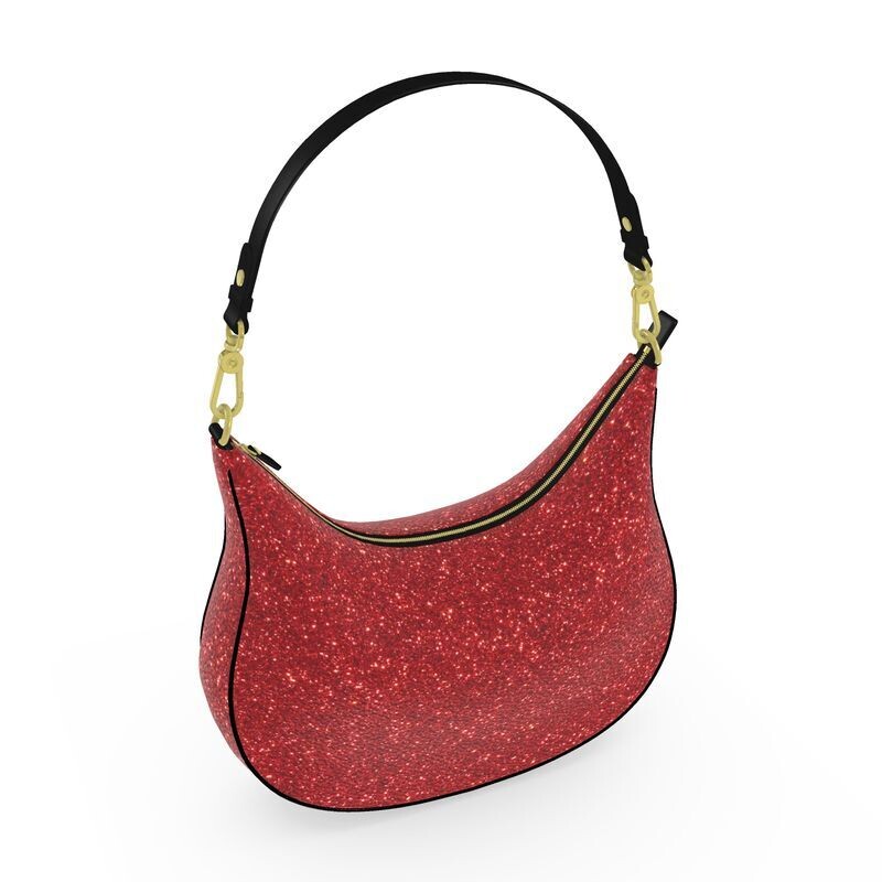Glitterati red luxury leather Curve hobo bag