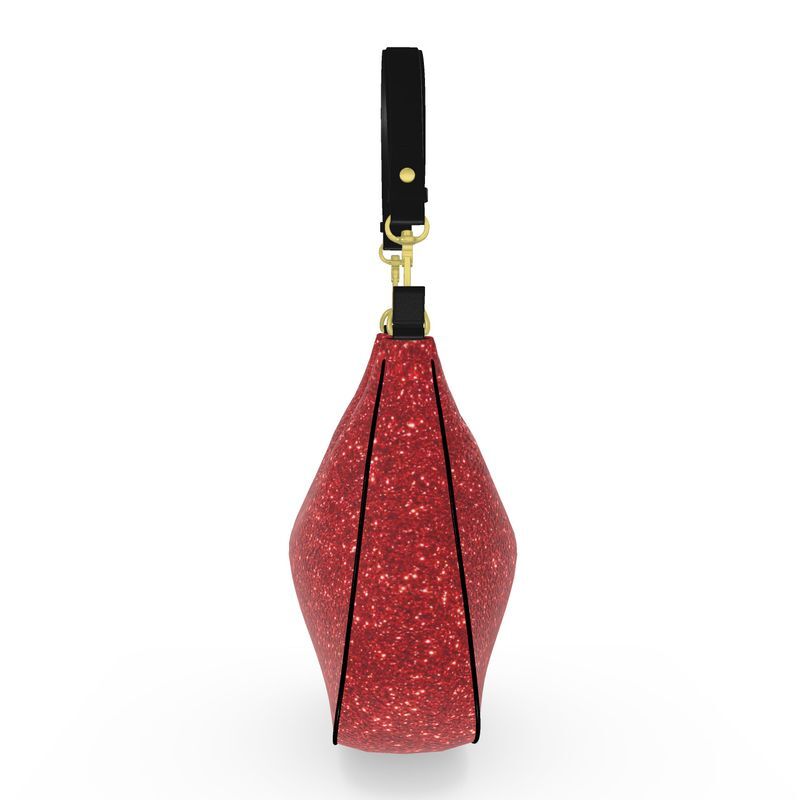 Glitterati red luxury leather Curve hobo bag