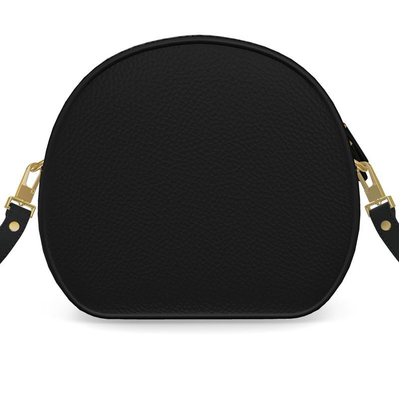 Handmade luxury black leather round box bag