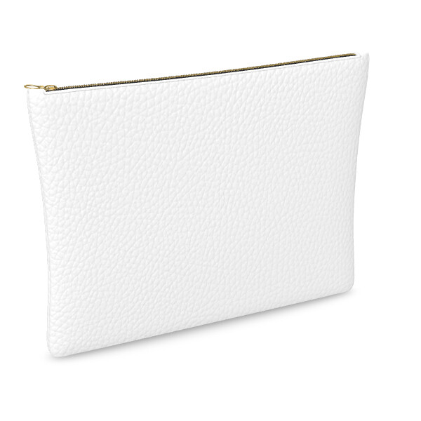 Handmade white luxury leather clutch bag