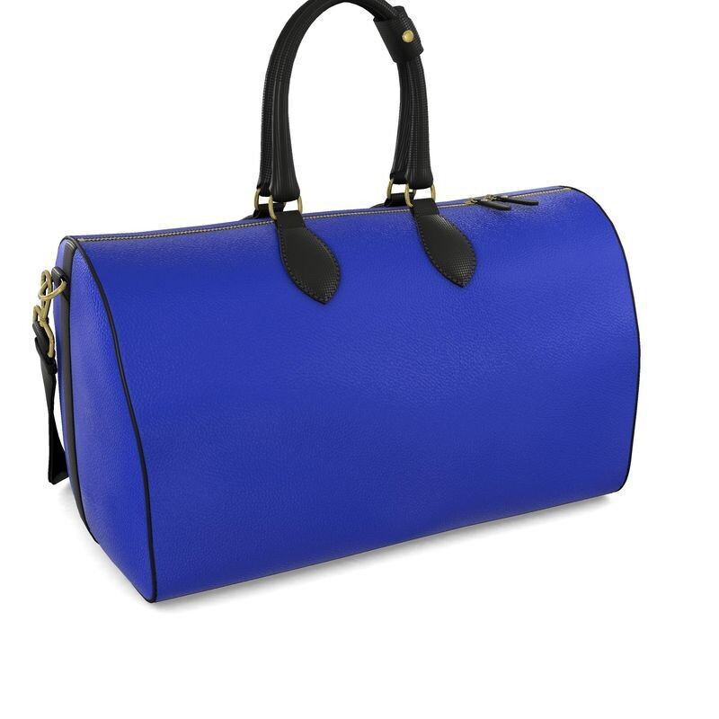 Handmade royal blue luxury leather Jet Set travel duffle Bag