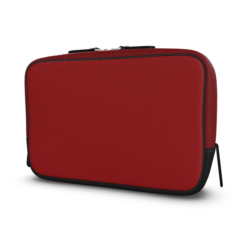 Verve for men handmade red luxury leather large wash bag